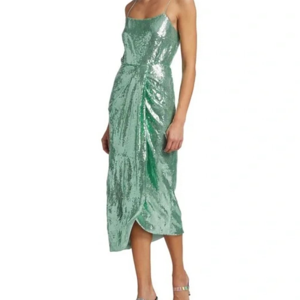 Derek Lam 10 Crosby LEXI teal sequin sarong teal sequin cocktail dress NWT